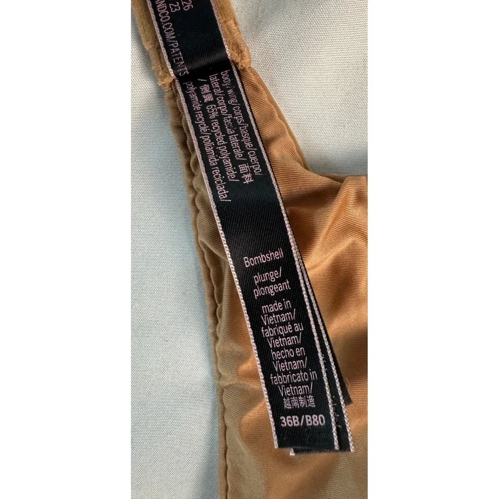 Victoria's Secret Bombshell Plunge Push-Up Bra Bronze Tan 36B 2-Cup Add